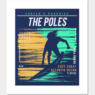 Retro Surfing The Poles Hanna Park, Florida // Vintage Surfer Beach // Surfer's Paradise Posters and Art